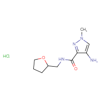 Chemical structure of 4-amino-1-methyl-N-[(oxolan-2-yl)methyl]-1H-pyrazole-3-carboxamide hydrochloride - CSSB00025718231