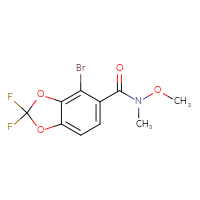 Chemical structure of 4-bromo-2,2-difluoro-N-methoxy-N-methyl-2H-1,3-benzodioxole-5-carboxamide - CSSB15046472082