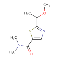 Chemical structure of 2-(1-methoxyethyl)-N,N-dimethyl-1,3-thiazole-5-carboxamide - CSSB01432920188