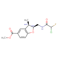 Chemical structure of rac-methyl (2R,3S)-2-[(2-chloro-2-fluoroacetamido)methyl]-3-methyl-2,3-dihydro-1-benzofuran-5-carboxylate - CSSB21332121810