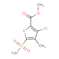 Chemical structure of methyl 3-chloro-4-methyl-5-sulfamoylthiophene-2-carboxylate - CSSB00102859930