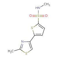 Chemical structure of N-methyl-5-(2-methyl-1,3-thiazol-4-yl)thiophene-2-sulfonamide - CSSB00010155903