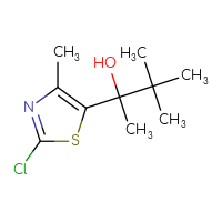 Chemical structure of 2-(2-chloro-4-methyl-1,3-thiazol-5-yl)-3,3-dimethylbutan-2-ol - CSSB21246486695