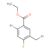 Chemical structure of ethyl 2-bromo-5-(bromomethyl)-4-fluorobenzoate - CSSB00135266228