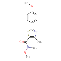 Chemical structure of N-methoxy-2-(4-methoxyphenyl)-N,4-dimethyl-1,3-thiazole-5-carboxamide - CSSB02035384417