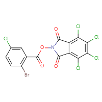 Chemical structure of 4,5,6,7-tetrachloro-1,3-dioxo-2,3-dihydro-1H-isoindol-2-yl 2-bromo-5-chlorobenzoate - CSSB20269569580