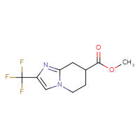 Chemical structure of methyl 2-(trifluoromethyl)-5H,6H,7H,8H-imidazo[1,2-a]pyridine-7-carboxylate - CSSB15041497014