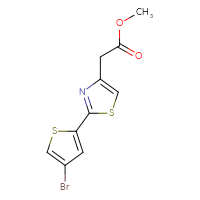 Chemical structure of methyl 2-[2-(4-bromothiophen-2-yl)-1,3-thiazol-4-yl]acetate - CSSB00011406404