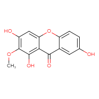 Chemical structure of 1,3,7-trihydroxy-2-methoxy-9H-xanthen-9-one - CSSB06256040393