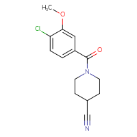 Chemical structure of 1-(4-chloro-3-methoxybenzoyl)piperidine-4-carbonitrile - CSSB02016742073