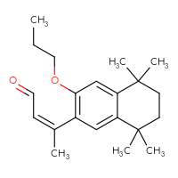 Chemical structure of (2Z)-3-(5,5,8,8-tetramethyl-3-propoxy-5,6,7,8-tetrahydronaphthalen-2-yl)but-2-enal - CSSB20621651688