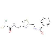 Chemical structure of N-({4-[(2-chloro-2-fluoroacetamido)methyl]-1,3-thiazol-2-yl}methyl)benzamide - CSSB21332124298