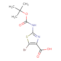 Chemical structure of 5-bromo-2-{[(tert-butoxy)carbonyl]amino}-1,3-thiazole-4-carboxylic acid - CSSB00010188622