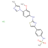 Chemical structure of N-[4-(2-{[3-methoxy-4-(4-methyl-1H-imidazol-1-yl)phenyl]amino}-1,3-thiazol-4-yl)phenyl]methanesulfonamide hydrochloride - CSSB03549771261