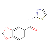 Chemical structure of N-(1,3-thiazol-2-yl)-2H-1,3-benzodioxole-5-carboxamide - CSSB00026320321