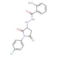 Chemical structure of N'-[1-(4-chlorophenyl)-2,5-dioxopyrrolidin-3-yl]-2-methylbenzohydrazide - CSSB00121706773