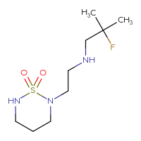 Chemical structure of 2-{2-[(2-fluoro-2-methylpropyl)amino]ethyl}-1λ⁶,2,6-thiadiazinane-1,1-dione - CSMB14844340999