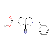 Chemical structure of methyl (3aS,6aS)-2-benzyl-3a-cyano-octahydrocyclopenta[c]pyrrole-5-carboxylate - CSSB02129259931