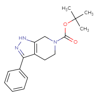 Chemical structure of tert-butyl 3-phenyl-1H,4H,5H,6H,7H-pyrazolo[3,4-c]pyridine-6-carboxylate - CSSB00031308123