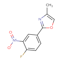 Chemical structure of 2-(4-fluoro-3-nitrophenyl)-4-methyl-1,3-oxazole - CSSB04965186277