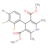 Chemical structure of 3,5-dimethyl 4-(4-bromo-2,3-difluorophenyl)-2,6-dimethyl-1,4-dihydropyridine-3,5-dicarboxylate - CSSB20539824040