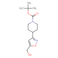Chemical structure of tert-butyl 4-[5-(hydroxymethyl)-1,2-oxazol-3-yl]piperidine-1-carboxylate - CSSB00025771529