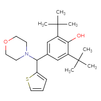 Chemical structure of 2,6-di-tert-butyl-4-[(morpholin-4-yl)(thiophen-2-yl)methyl]phenol - CSSB00027782940