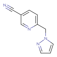 Chemical structure of 6-[(1H-pyrazol-1-yl)methyl]pyridine-3-carbonitrile - CSSB01399541935