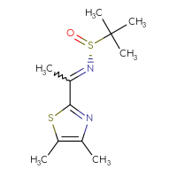 Chemical structure of (R)-N-[1-(4,5-dimethyl-1,3-thiazol-2-yl)ethylidene]-2-methylpropane-2-sulfinamide - CSSB00023605072