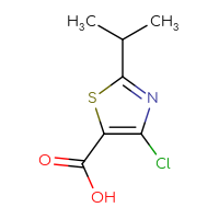 Chemical structure of 4-chloro-2-(propan-2-yl)-1,3-thiazole-5-carboxylic acid - CSSB00015692165
