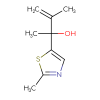 Chemical structure of 3-methyl-2-(2-methyl-1,3-thiazol-5-yl)but-3-en-2-ol - CSSB02516933189