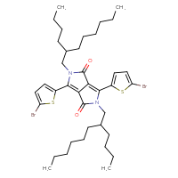 Chemical structure of 3,6-bis(5-bromothiophen-2-yl)-2,5-bis(2-butyloctyl)-1H,2H,4H,5H-pyrrolo[3,4-c]pyrrole-1,4-dione - CSSB02495363169