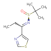 Chemical structure of (S)-2-methyl-N-[1-(1,3-thiazol-4-yl)propylidene]propane-2-sulfinamide - CSSB20686268426