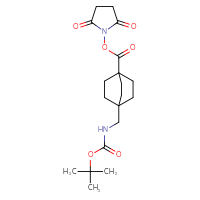Chemical structure of 2,5-dioxopyrrolidin-1-yl 4-({[(tert-butoxy)carbonyl]amino}methyl)bicyclo[2.2.2]octane-1-carboxylate - CSSB20270307099