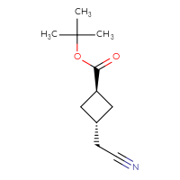 Chemical structure of tert-butyl (1r,3r)-3-(cyanomethyl)cyclobutane-1-carboxylate - CSSB21224771224