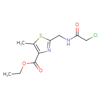 Chemical structure of ethyl 2-[(2-chloroacetamido)methyl]-5-methyl-1,3-thiazole-4-carboxylate - CSSB01937460268
