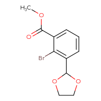 Chemical structure of methyl 2-bromo-3-(1,3-dioxolan-2-yl)benzoate - CSSB00010133053