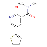 Chemical structure of 2-hydroxy-N,N-dimethyl-5-(thiophen-2-yl)pyridine-3-carboxamide - CSSB07031542078
