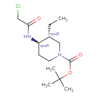 Chemical structure of rac-tert-butyl (3R,4R)-4-(2-chloroacetamido)-3-ethylpiperidine-1-carboxylate - CSSB14929461900
