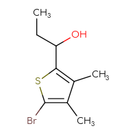 Chemical structure of 1-(5-bromo-3,4-dimethylthiophen-2-yl)propan-1-ol - CSSB02495449297