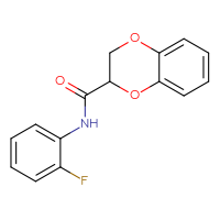 Chemical structure of N-(2-fluorophenyl)-2,3-dihydro-1,4-benzodioxine-2-carboxamide - CSSB00027820542