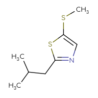 Chemical structure of 2-(2-methylpropyl)-5-(methylsulfanyl)-1,3-thiazole - CSSB21103687328