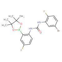Chemical structure of 1-(5-bromo-2-fluorophenyl)-3-[4-fluoro-2-(4,4,5,5-tetramethyl-1,3,2-dioxaborolan-2-yl)phenyl]urea - CSSB21332157113