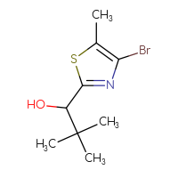 Chemical structure of 1-(4-bromo-5-methyl-1,3-thiazol-2-yl)-2,2-dimethylpropan-1-ol - CSSB20835139839