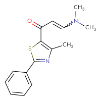 Chemical structure of 3-(dimethylamino)-1-(4-methyl-2-phenyl-1,3-thiazol-5-yl)prop-2-en-1-one - CSSB02125604179