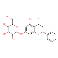 Chemical structure of 5-hydroxy-2-phenyl-7-{[3,4,5-trihydroxy-6-(hydroxymethyl)oxan-2-yl]oxy}-3,4-dihydro-2H-1-benzopyran-4-one - CSSB02515451861