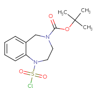 Chemical structure of tert-butyl 1-(chlorosulfonyl)-2,3,4,5-tetrahydro-1H-1,4-benzodiazepine-4-carboxylate - CSSB00157308935