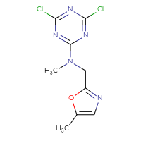Chemical structure of 4,6-dichloro-N-methyl-N-[(5-methyl-1,3-oxazol-2-yl)methyl]-1,3,5-triazin-2-amine - CSSB14788107964