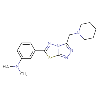 Chemical structure of N,N-dimethyl-3-{3-[(piperidin-1-yl)methyl]-[1,2,4]triazolo[3,4-b][1,3,4]thiadiazol-6-yl}aniline - CSSB00121609237