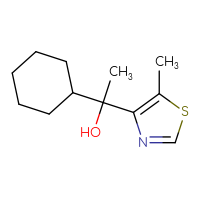 Chemical structure of 1-cyclohexyl-1-(5-methyl-1,3-thiazol-4-yl)ethan-1-ol - CSSB06359141389